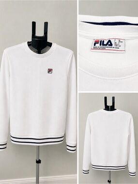 FILA White Crewneck Sweatshirt Size Small Athletic Pullover